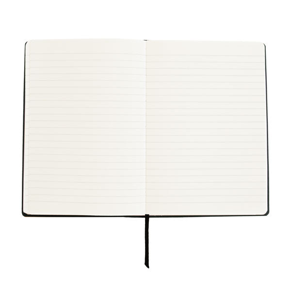 nachhaltiges Notizbuch aus veganem Leder. Das Notizbuch wurde in der Schweiz hergestellt und handgefertigt. Das nachhaltige Notizbuch A5 ist aus Ananasleder und hat die Farbe schwarz.