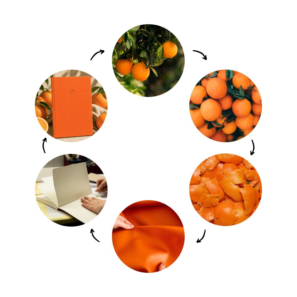Orangenleder Notizbuch aus pflanzlichem Material von Ohoskin